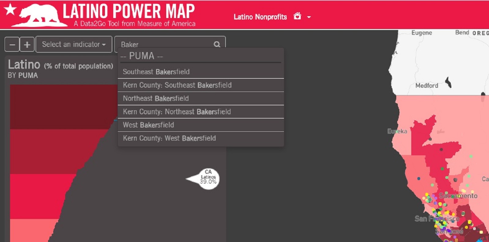 California Latino Power Map's Type-ahead Search Functionality