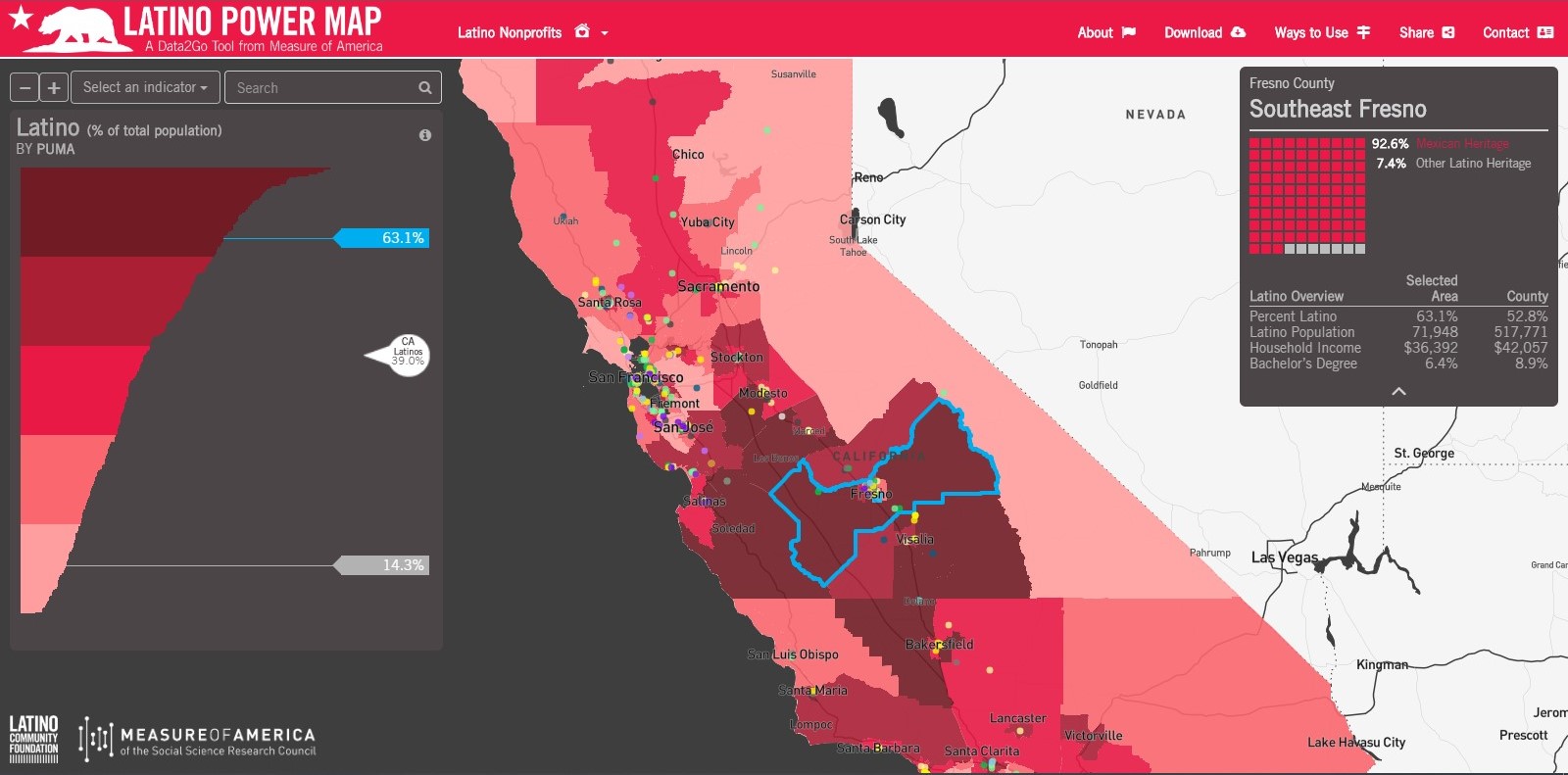 California Latino Power Map's main view