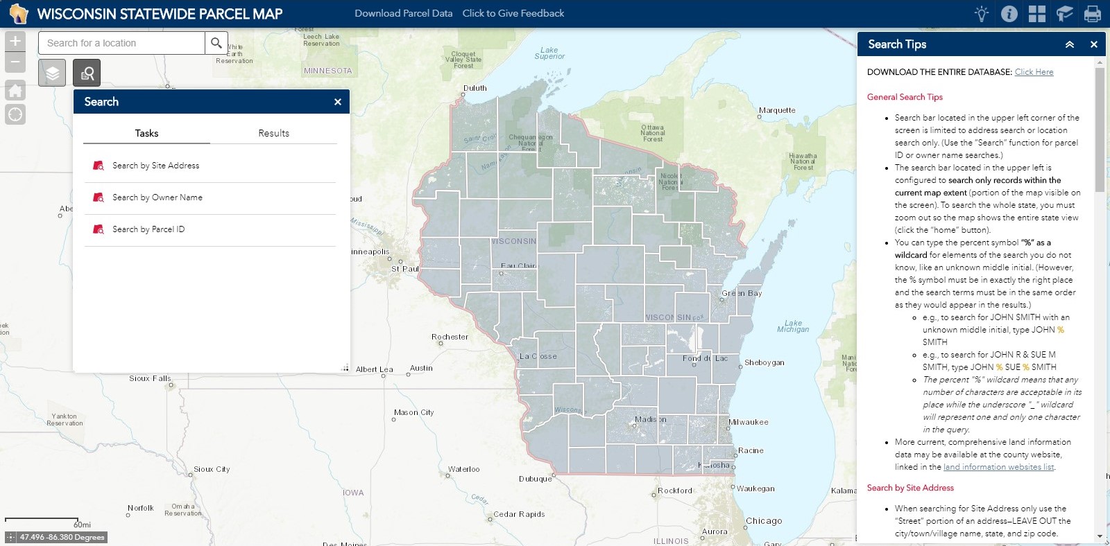 Statewide Parcel Map Web-app example image