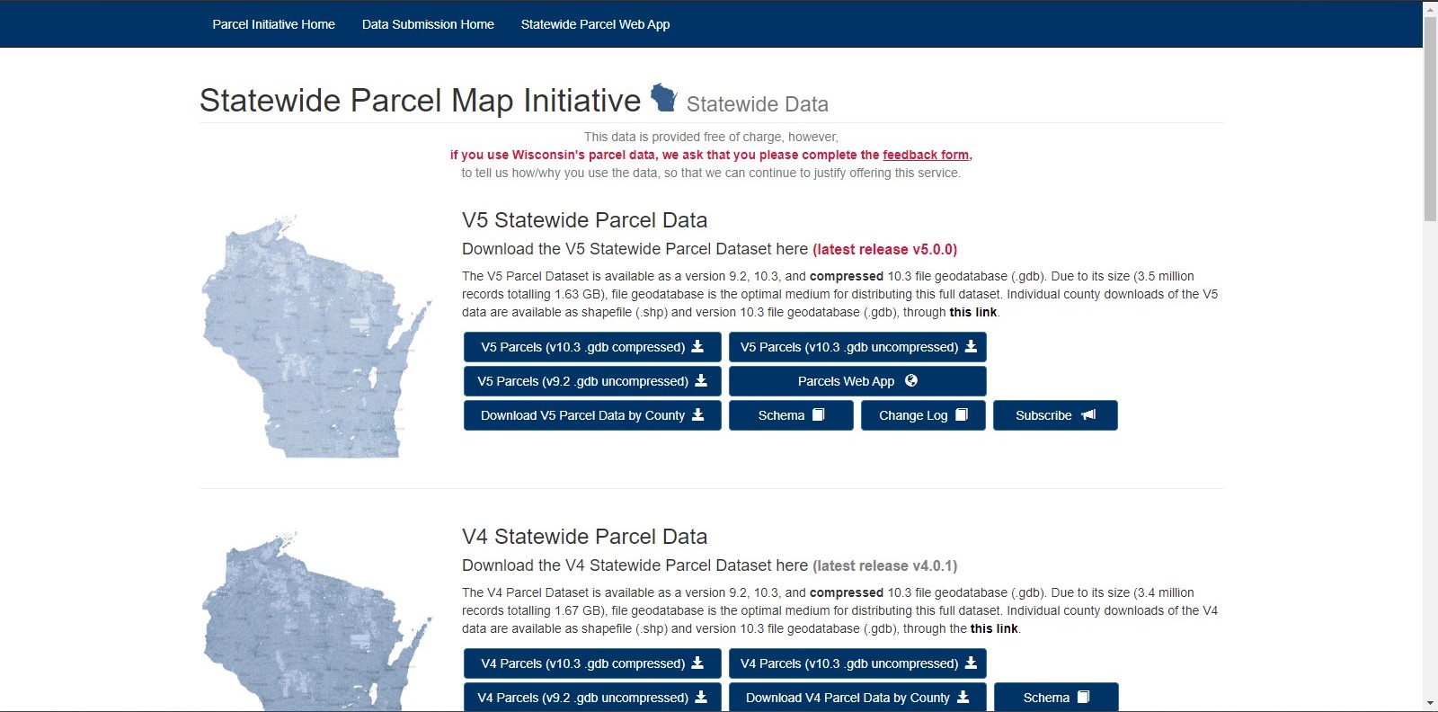 Statewide Parcel Map data download site
